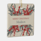 クリスマスベリーとユーカリ植物葉 セラミックオーナメント (右)