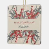 クリスマスベリーとユーカリ植物葉 セラミックオーナメント (左)