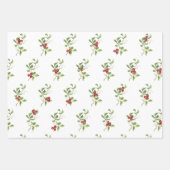 クリスマスベリーと葉の組み合わせギフトラップ ラッピングペーパーシート (正面)
