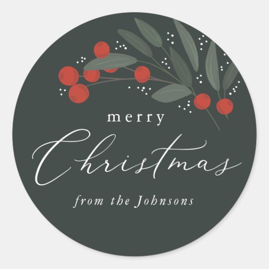クリスマスベリーのシール ラウンドシール (正面)