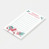 クリスマスベリーの鳥をリストするパーソナライズされた ポストイット (アングル)