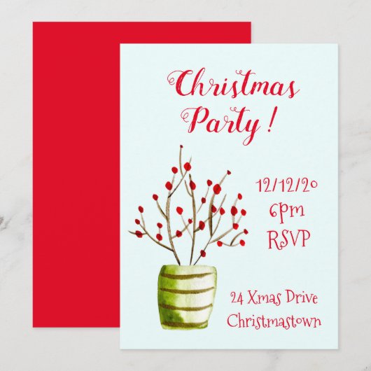クリスマスベリーエレガントクリスマスパーティー 招待状 (正面/裏面)