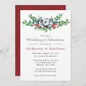 クリスマスベリーズコットンローレルリース結婚ズ 招待状 (正面/裏面)