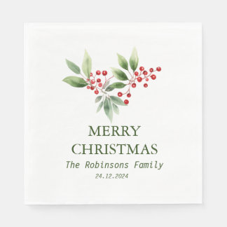 クリスマスベリーブランチウォーター色 スタンダードランチョンナプキン