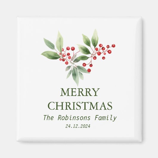 クリスマスベリーブランチウォーター色 マグネット (正面)
