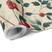 クリスマスベリーブランチラッピング紙 | ホエレガントー ラッピングペーパー (ロールコーナー)