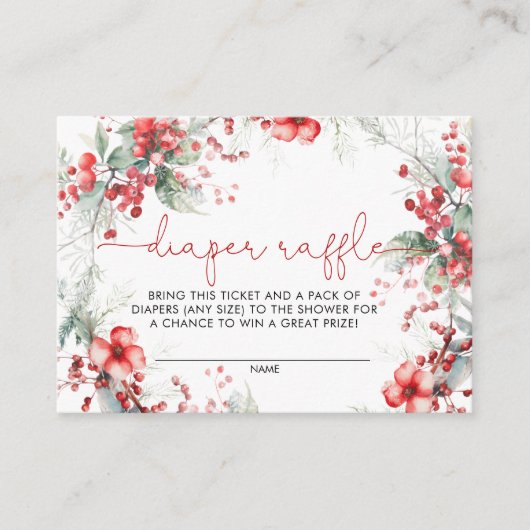 クリスマスベリーベビーシャワーおむつラッフルカード エンクロージャーカード (正面)