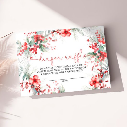 クリスマスベリーベビーシャワーおむつラッフルカード エンクロージャーカード
