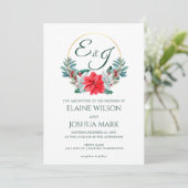 クリスマスベリーポインセチアリースモノグラム結婚ズ 招待状 (スタンド正面)