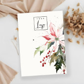 クリスマスベリーポインセチア水の色のイヤリングロゴ 名刺