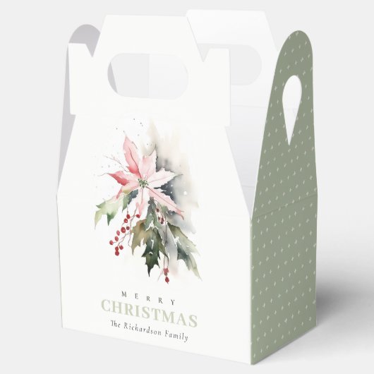 クリスマスベリーポインセチア茎葉水彩 フェイバーボックス (オープン)