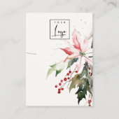 クリスマスベリーポインセチア葉ネックレスロゴ 名刺 (正面)