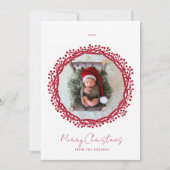 クリスマスベリーリースの写真カード 招待状 (正面)