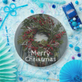 クリスマスベリーリースオンドア ペーパープレート (パーティー)