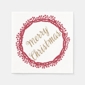 クリスマスベリーリースカクテルナプキン スタンダードカクテルナプキン (正面)