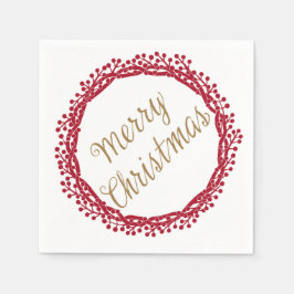 クリスマスベリーリースカクテルナプキン スタンダードカクテルナプキン