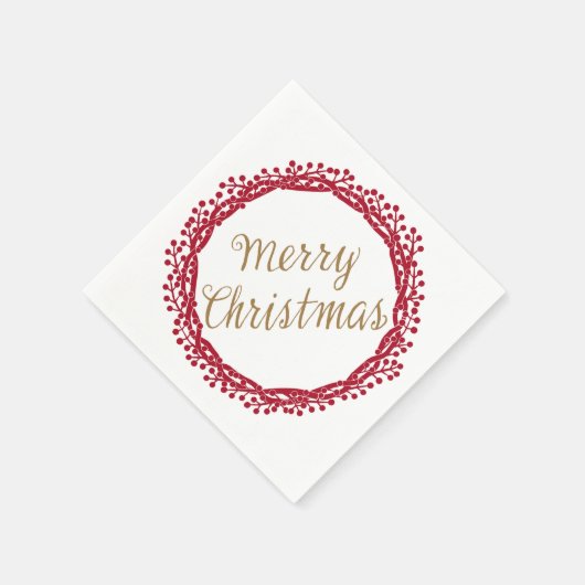 クリスマスベリーリースカクテルナプキン スタンダードカクテルナプキン (角)