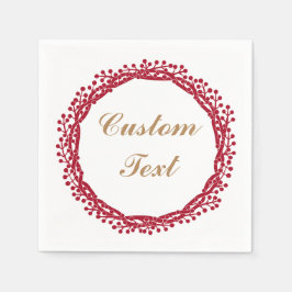 クリスマスベリーリースカスタムカクテルナプキン スタンダードカクテルナプキン