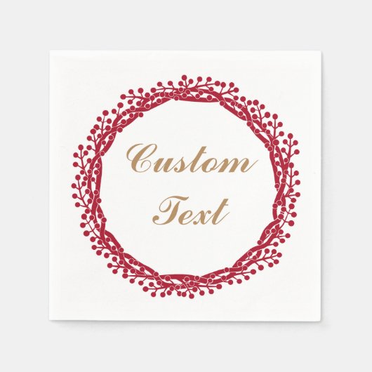 クリスマスベリーリースカスタムカクテルナプキン スタンダードカクテルナプキン (正面)