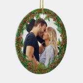 クリスマスベリーリースカスタム写真 セラミックオーナメント (右)
