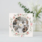 クリスマスベリーリースフォトコラージュ シーズンカード (スタンド正面)