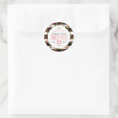 クリスマスベリーリースブラック&ホワイトストライプズ ラウンドシール (バッグ)