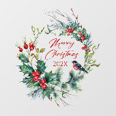 クリスマスベリーリースブルフィンチ、文字 ウィンドウサイン (シート)