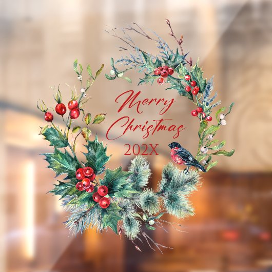 クリスマスベリーリースブルフィンチ、文字 ウィンドウサイン (シート2)