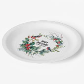 クリスマスベリーリースメリークリスマス文字盤 ペーパープレート (アングル)