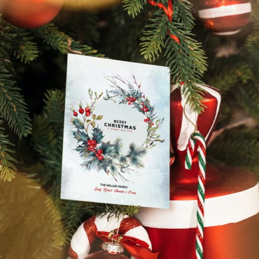 クリスマスベリーリースメリークリスマス文字盤 招待状