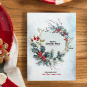 クリスマスベリーリースメリークリスマス文字盤 招待状