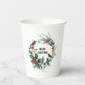 クリスマスベリーリースメリークリスマス文字盤 紙コップ (裏面)
