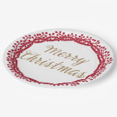 クリスマスベリーリース紙プレート ペーパープレート (アングル)