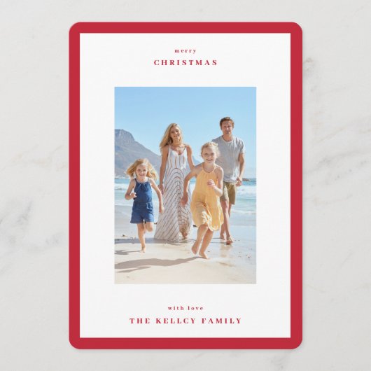 クリスマスベリーレッドモダンフレーム3写真 シーズンカード (正面)