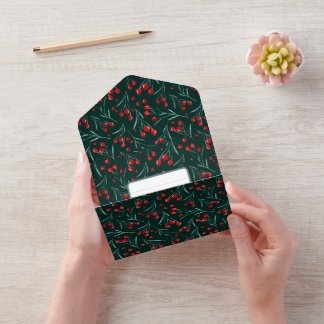 クリスマスベリー伝統的 – クリスマスカラー オールインワン招待状