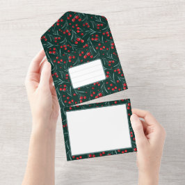 クリスマスベリー伝統的 – クリスマスカラー オールインワン招待状