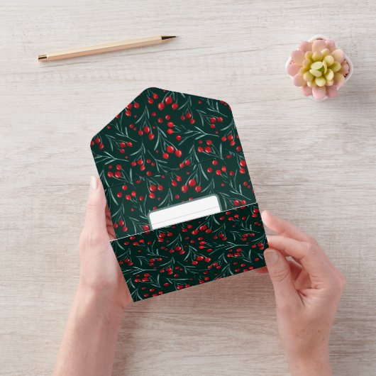 クリスマスベリー伝統的 – クリスマスカラー オールインワン招待状 (ビデオ)