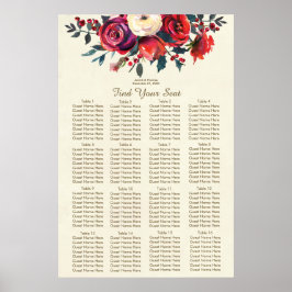 クリスマスベリー冬の結婚式のシーティングシート ポスター