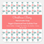 クリスマスベリー手作り石鹸美しいブランディング スクエアシール (正面)
