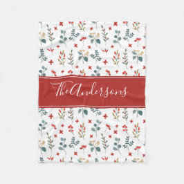 クリスマスベリー植物学パーソナライズされたフローラ フリースブランケット
