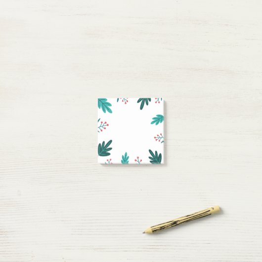 クリスマスベリー離れと ポストイット (デスク上)