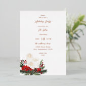 クリスマスベリー&キャンドルホリデークリスマスパーティー 箔招待状 (立ち正面)