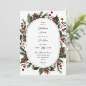 クリスマスベリー&パインクリスマスディナーまたはパーティー 招待状 (スタンド正面)