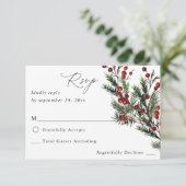 クリスマスベリー&パイン1Bいいえ食事RSVP 出欠カード (スタンド正面)