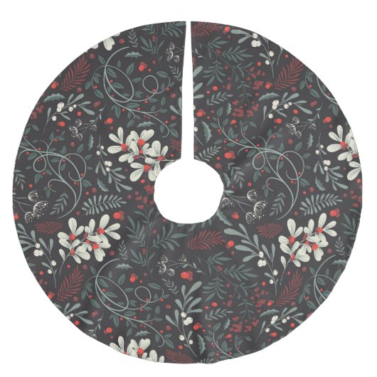 クリスマスベリー ブラッシュドポリエステルツリースカート (正面)