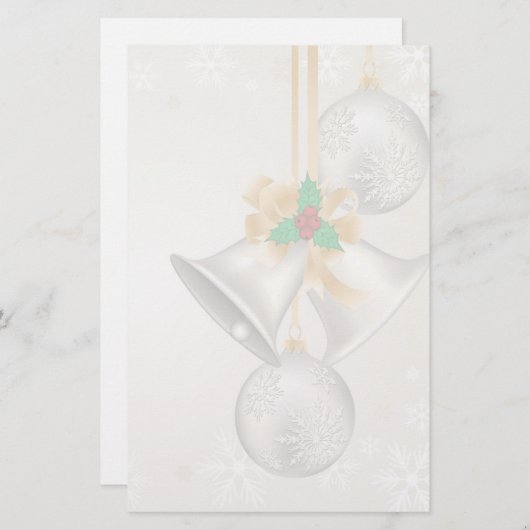 クリスマスベルとオーナメントカスタム文房具 便箋 (正面/裏面)