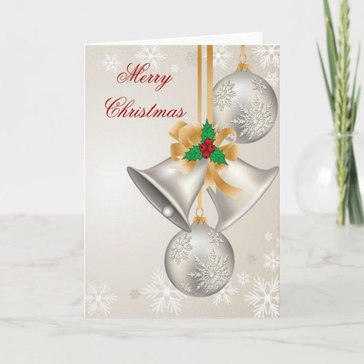 クリスマスベルとオーナメントグリーティングカード シーズンカード (正面)
