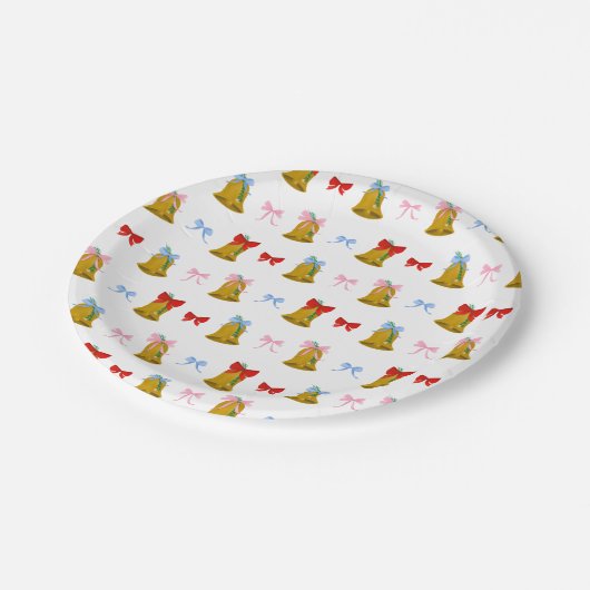 クリスマスベルとクリスマスボウ名門私立校風のズクラシック ペーパープレート (アングル)