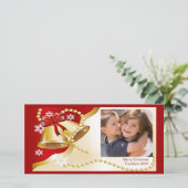 クリスマスベルとビーズの写真 シーズンカード (スタンド正面)