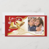 クリスマスベルとビーズの写真 シーズンカード (正面)